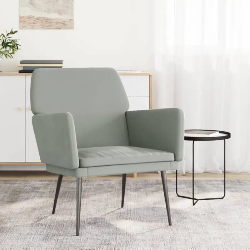 Luxueuze Fluwelen Relaxfauteuil voor Ontspanning na Een Drukke Dag - Lichtgrijs / 1 - Fauteuils & Relaxfauteuils