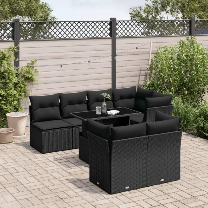Luxueuze loungeset van zwart materiaal en gepoedercoat staal - Zwart - Tuinsets