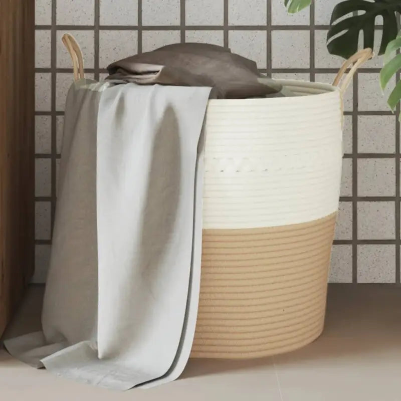 Manden met modern design van geweven katoenen touwen voor elke kamer - Beige / 43 x 38 cm - Manden