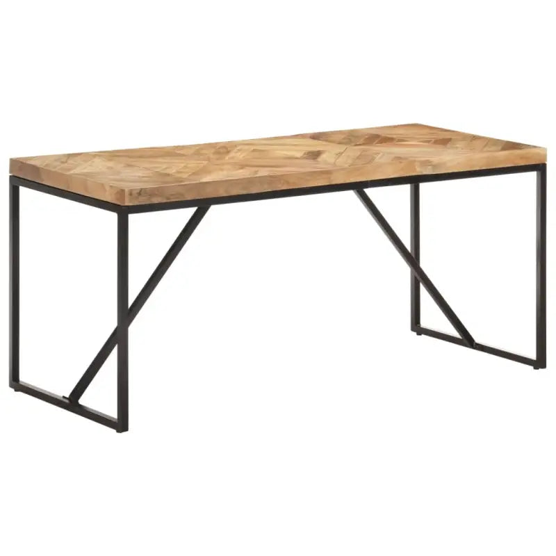 Massief acacia eettafel met industriële uitstraling voor woonkamer of keuken - Zwart / 160 x 70 x 76 cm / 1 - Eettafels