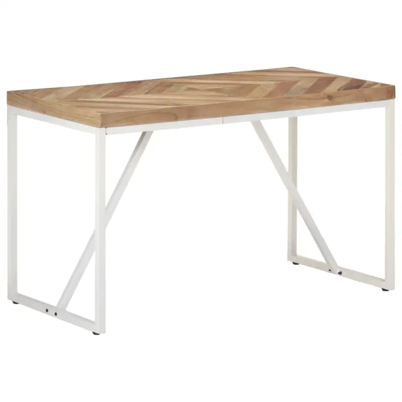 Massief acacia eettafel met industriële uitstraling voor woonkamer of keuken - Wit / 120 x 60 x 76 cm / 1 - Eettafels