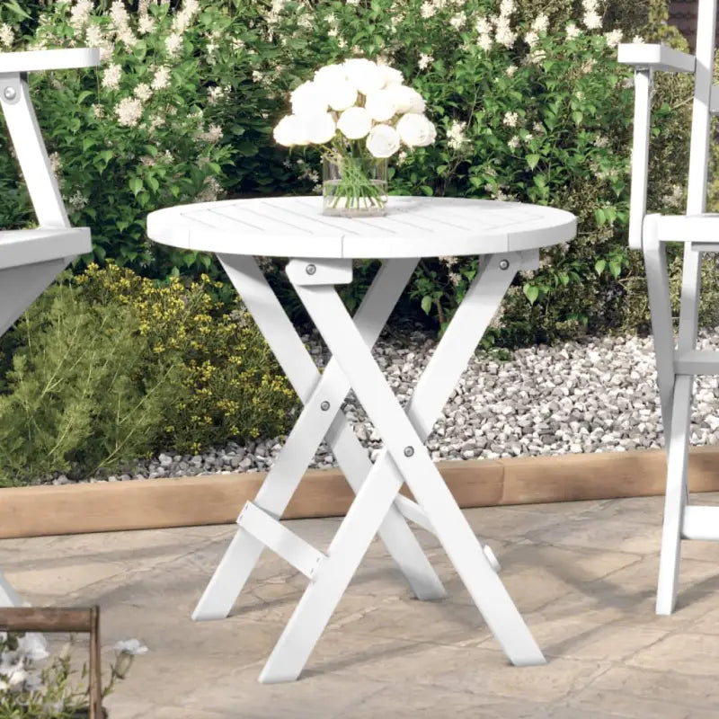Massief acaciahout bistrotafel voor tuin en terras - Wit / 1 / Rond - Tuintafels