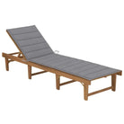 Massief acaciahout ligstoel met kussen en mooie afmetingen ligbed - Grijs / 1 - Ligstoelen