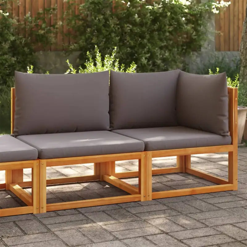Massief acaciahout loungebanken met comfortabele zitervaring en wasbare hoes - Grijs / 1 / Tweezitsbank - Loungebanken