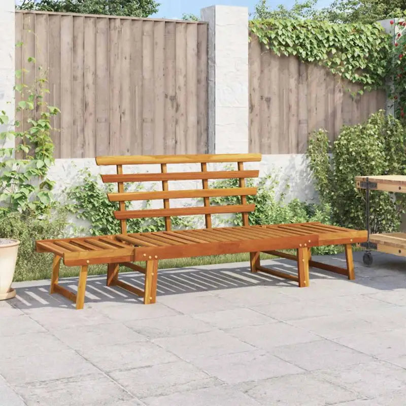 Massief acaciahout tuinbank en zonnebed met verstelbare zijkanten - Bruin / 1 - Tuinbanken