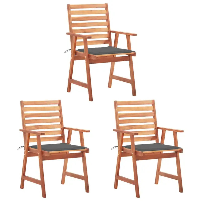 Massief acaciahout tuinstoelen met kussens en sets touwtjes voor buiten - Antraciet / 3 - Tuinstoelen