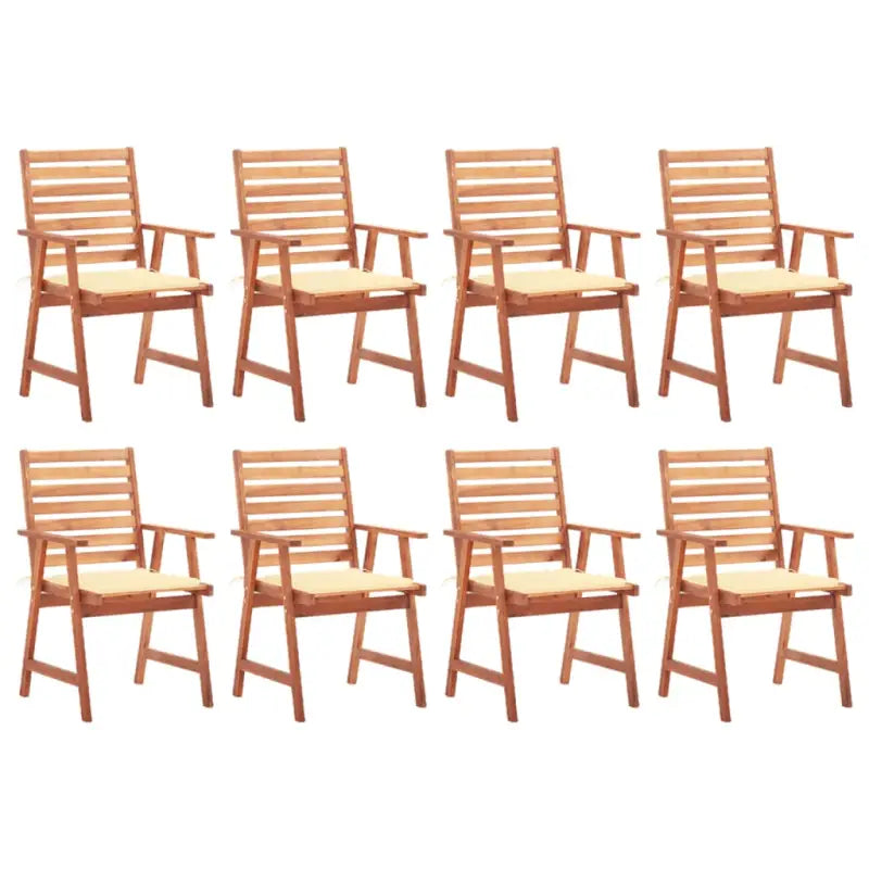 Massief acaciahout tuinstoelen met kussens en sets touwtjes voor buiten - Crème / 8 - Tuinstoelen