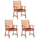Massief acaciahout tuinstoelen met kussens en sets touwtjes voor buiten - Wijnrood / 3 - Tuinstoelen