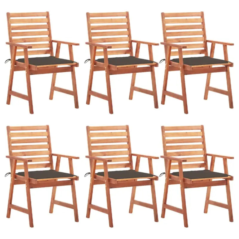 Massief acaciahout tuinstoelen met kussens en sets touwtjes voor buiten - Taupe / 6 - Tuinstoelen
