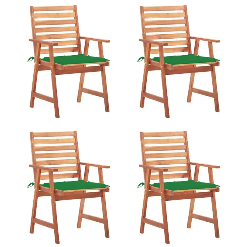 Massief acaciahout tuinstoelen met kussens en sets touwtjes voor buiten - Groen / 4 - Tuinstoelen