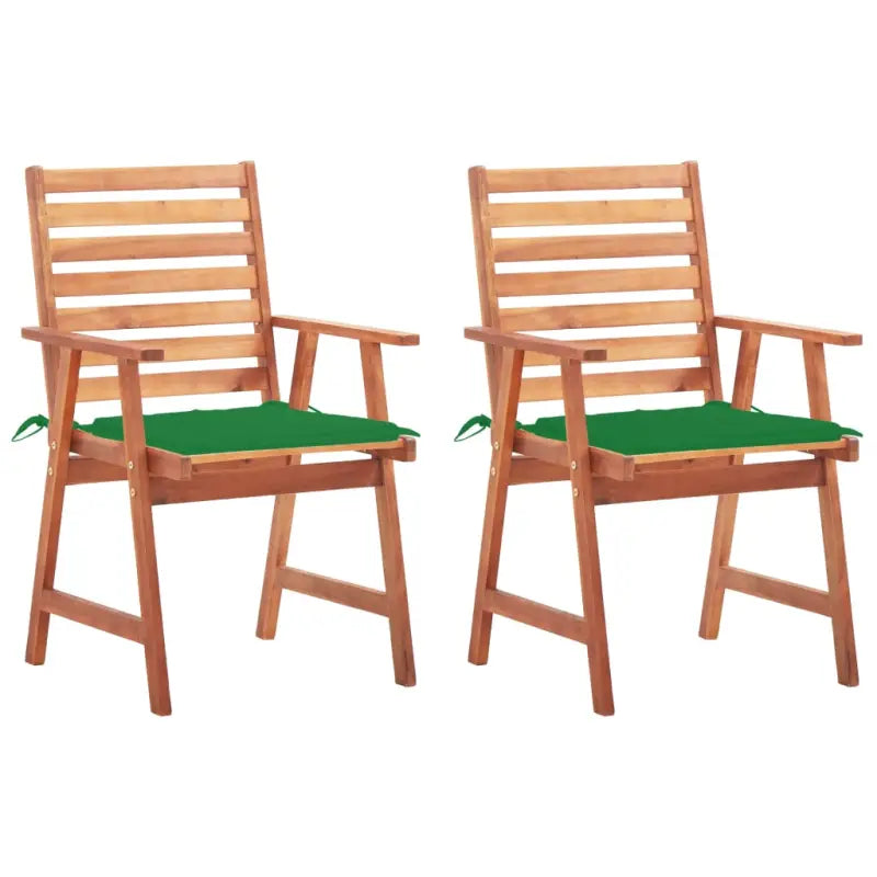Massief acaciahout tuinstoelen met kussens en sets touwtjes voor buiten - Groen / 2 - Tuinstoelen