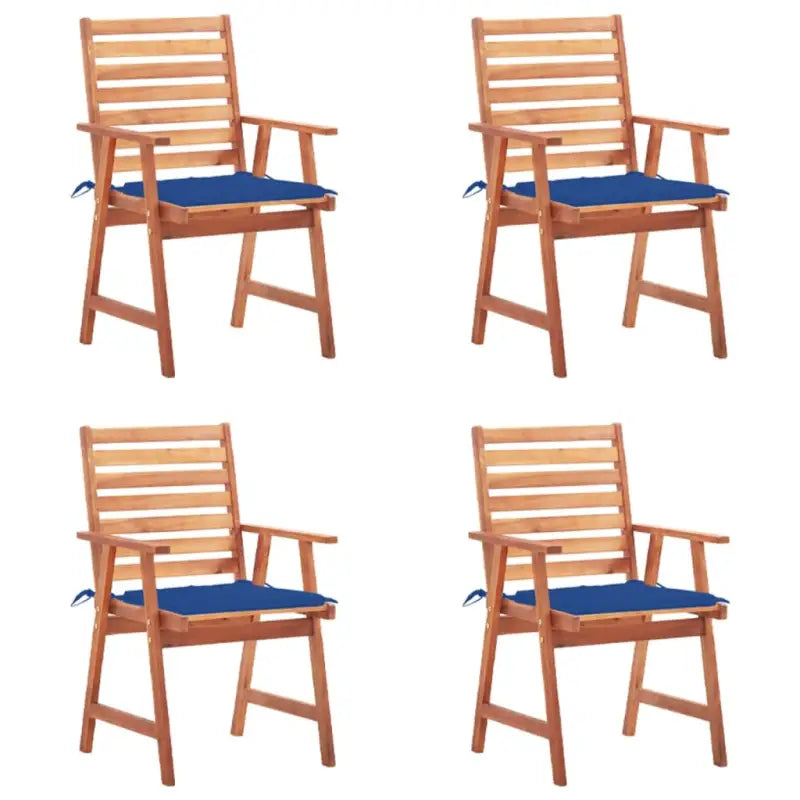 Massief acaciahout tuinstoelen met kussens en sets touwtjes voor buiten - koningsblauw / 4 - Tuinstoelen