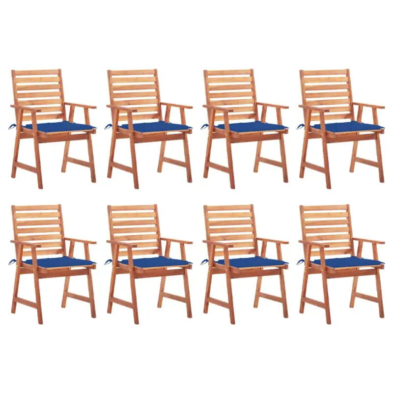 Massief acaciahout tuinstoelen met kussens en sets touwtjes voor buiten - koningsblauw / 8 - Tuinstoelen