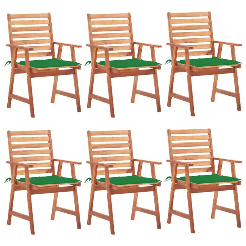 Massief acaciahout tuinstoelen met kussens en sets touwtjes voor buiten - Groen / 6 - Tuinstoelen