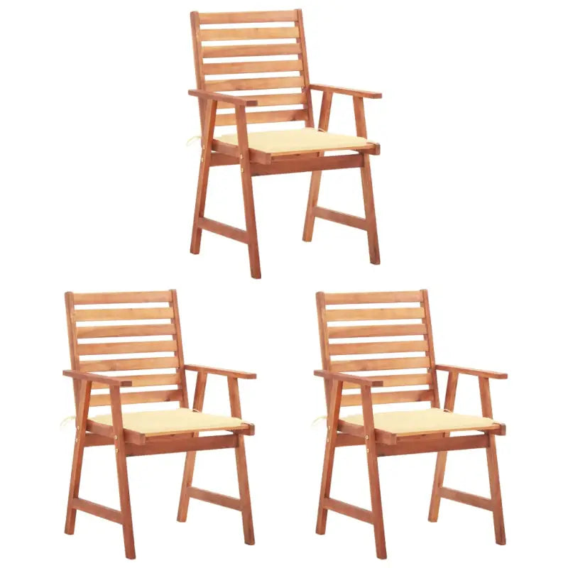 Massief acaciahout tuinstoelen met kussens en sets touwtjes voor buiten - Crème / 3 - Tuinstoelen