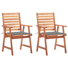 Massief acaciahout tuinstoelen met kussens en sets touwtjes voor buiten - Grijs / 2 - Tuinstoelen