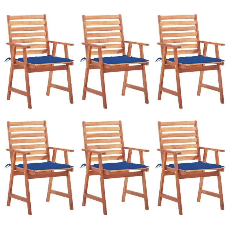 Massief acaciahout tuinstoelen met kussens en sets touwtjes voor buiten - koningsblauw / 6 - Tuinstoelen