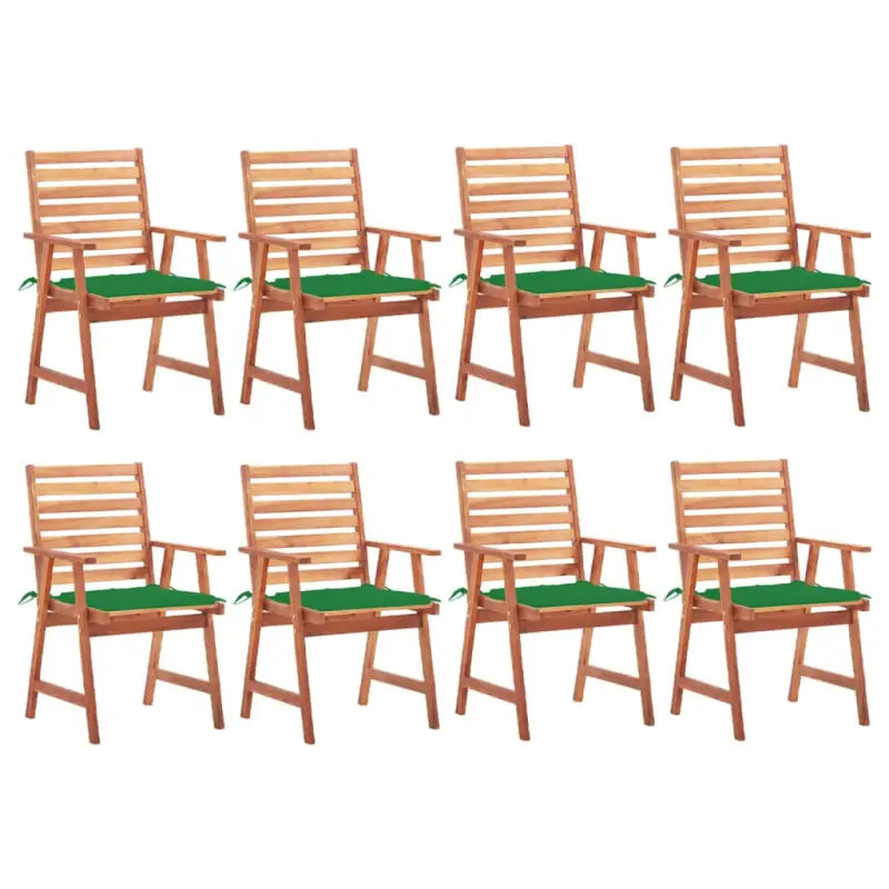 Massief acaciahout tuinstoelen met kussens en sets touwtjes voor buiten - Groen / 8 - Tuinstoelen