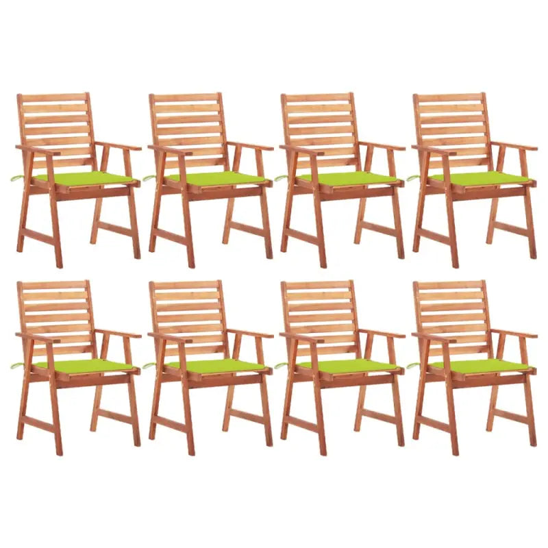 Massief acaciahout tuinstoelen met kussens en sets touwtjes voor buiten - Heldergroen / 8 - Tuinstoelen