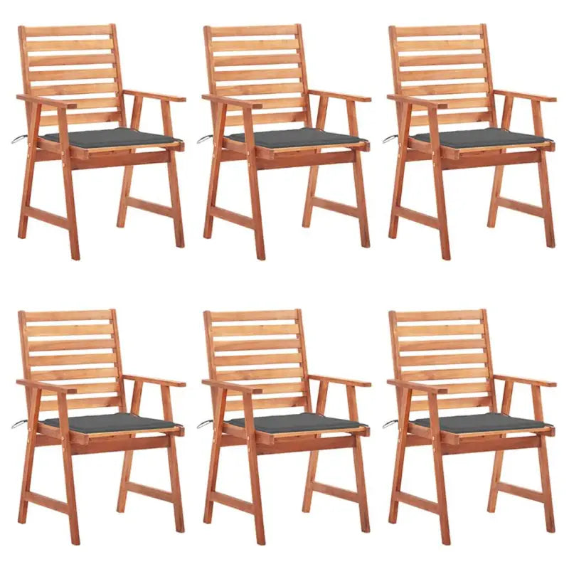 Massief acaciahout tuinstoelen met kussens en sets touwtjes voor buiten - Antraciet / 6 - Tuinstoelen
