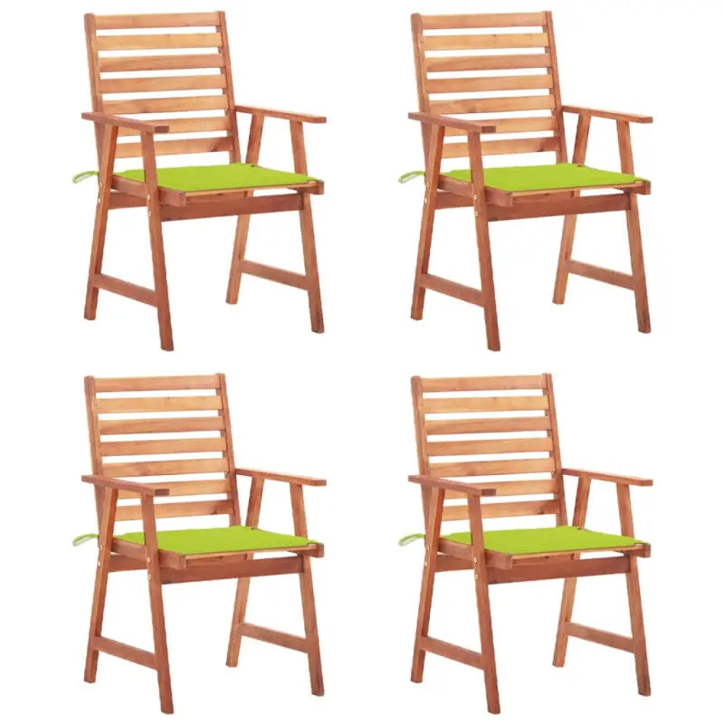 Massief acaciahout tuinstoelen met kussens en sets touwtjes voor buiten - Heldergroen / 4 - Tuinstoelen
