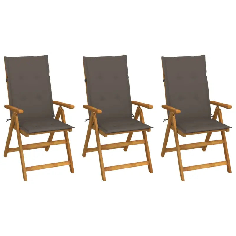 Massief acaciahout tuinstoelen met kussens en sets touwtjes levering bevat - Taupe / 120 x 50 x 3 cm / 3 - Tuinstoelen