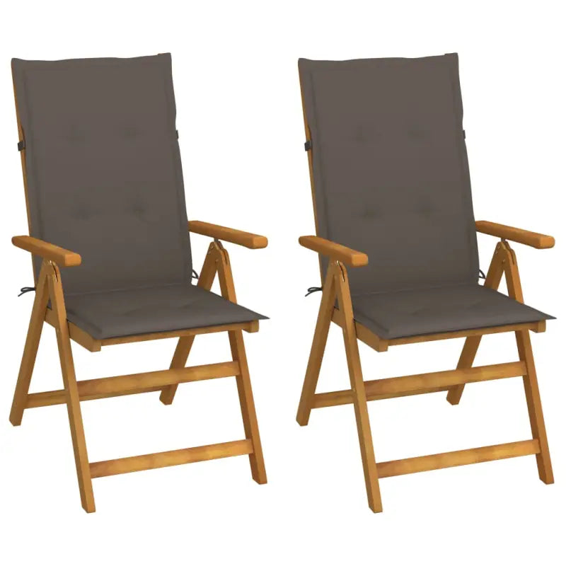 Massief acaciahout tuinstoelen met kussens en sets touwtjes levering bevat - Taupe / 120 x 50 x 3 cm / 2 - Tuinstoelen