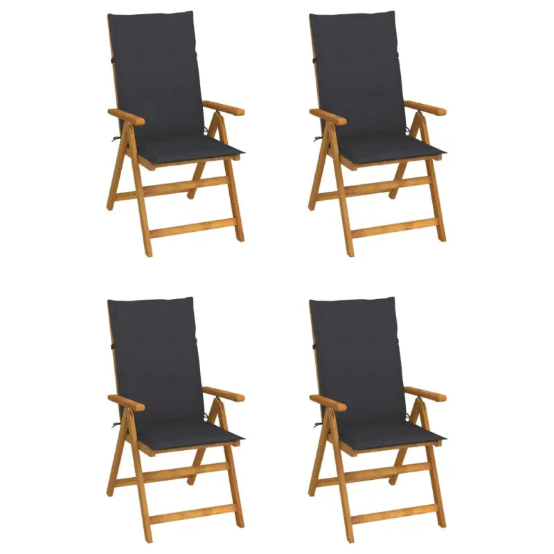 Massief acaciahout tuinstoelen met kussens en sets touwtjes levering bevat - Antraciet / 120 x 50 x 3 cm / 4