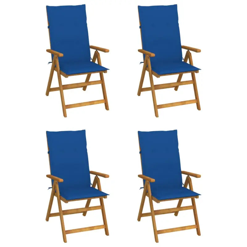 Massief acaciahout tuinstoelen met kussens en sets touwtjes levering bevat - koningsblauw / 120 x 50 x 3 cm / 4
