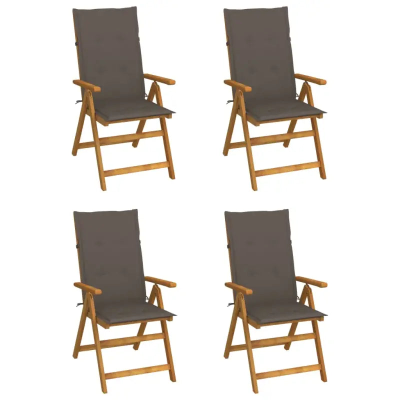Massief acaciahout tuinstoelen met kussens en sets touwtjes levering bevat - Taupe / 120 x 50 x 3 cm / 4 - Tuinstoelen