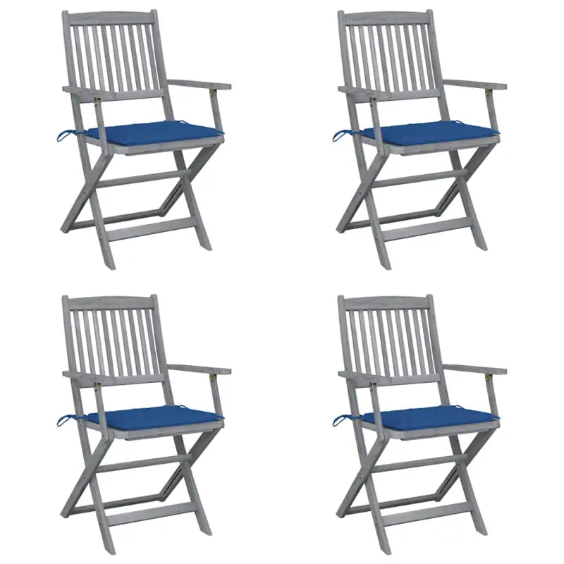 Massief acaciahout tuinstoelen met kussens voor tuin en terras - koningsblauw / 4 - Tuinstoelen