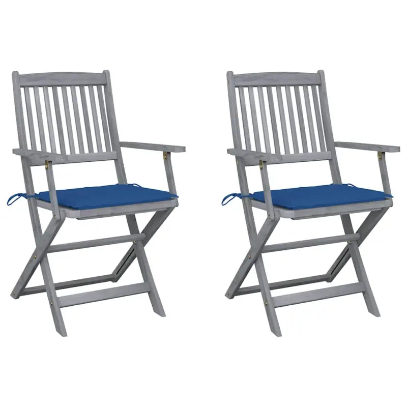 Massief acaciahout tuinstoelen met kussens voor tuin en terras - koningsblauw / 2 - Tuinstoelen