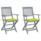 Massief acaciahout tuinstoelen met kussens voor tuin en terras - Heldergroen / 2 - Tuinstoelen