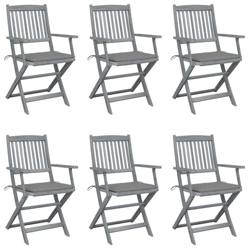 Massief acaciahout tuinstoelen met kussens voor tuin en terras - Grijs / 6 - Tuinstoelen