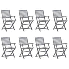 Massief acaciahout tuinstoelen met kussens voor tuin en terras - Grijs / 8 - Tuinstoelen