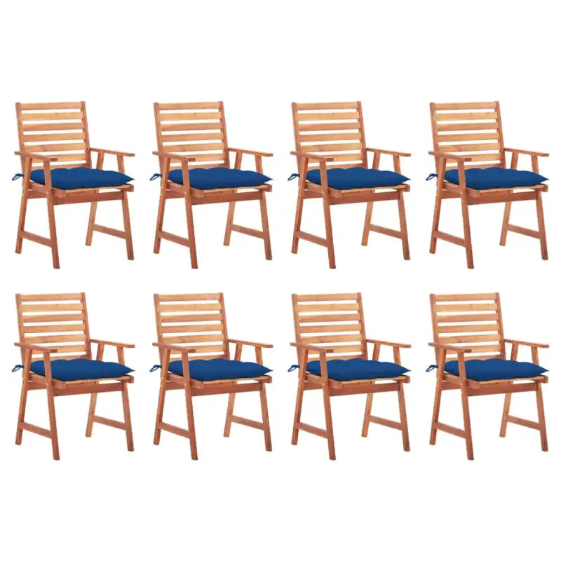 Massief acaciahout tuinstoelen set met kussens voor buiten eten - koningsblauw / 8 - Tuinstoelen
