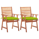 Massief acaciahout tuinstoelen set met kussens voor buiten eten - Heldergroen / 2 - Tuinstoelen