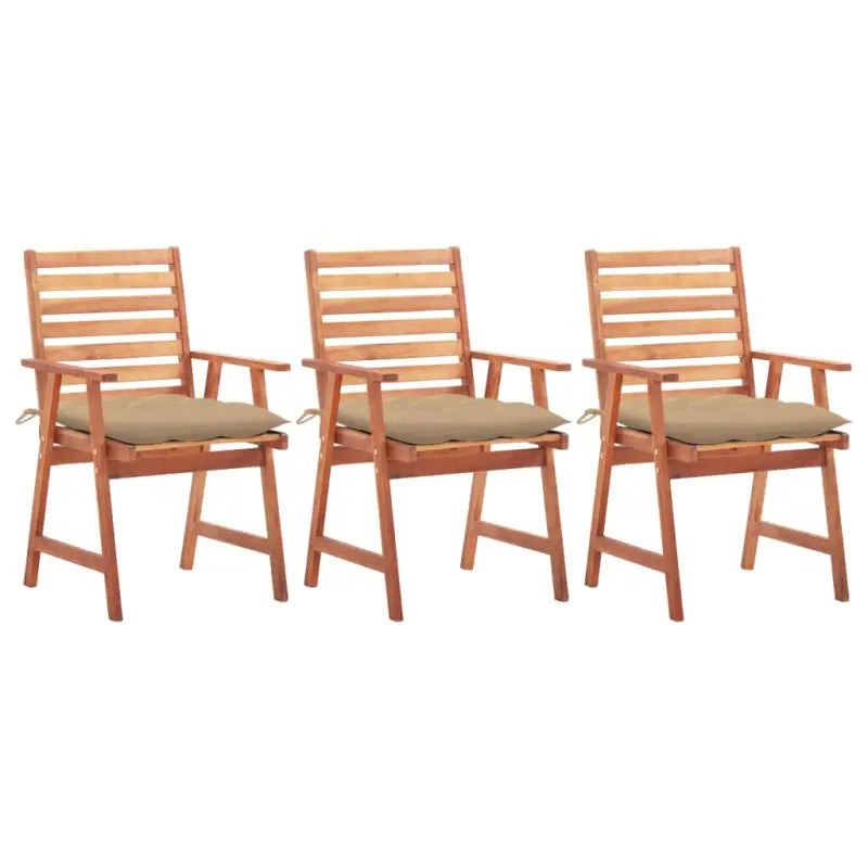 Massief acaciahout tuinstoelen set met kussens voor buiten eten - Beige / 3 - Tuinstoelen
