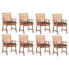 Massief acaciahout tuinstoelen set met kussens voor buiten eten - Taupe / 8 - Tuinstoelen