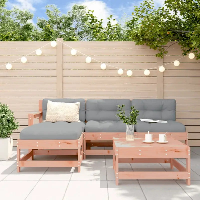 Massief Douglashout loungeset met voetenbank en salontafel voor in de tuin - Tuinsets