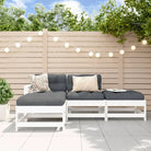 Massief Douglashout loungeset met voetenbank en salontafel voor de tuin - Wit - Tuinsets