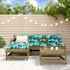 Massief Douglashout loungeset met voetenbank en salontafel voor in de tuin - Donkerbruin - Tuinsets