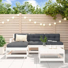 Massief Douglashout loungeset met voetenbank en salontafel voor in de tuin - Wit - Tuinsets