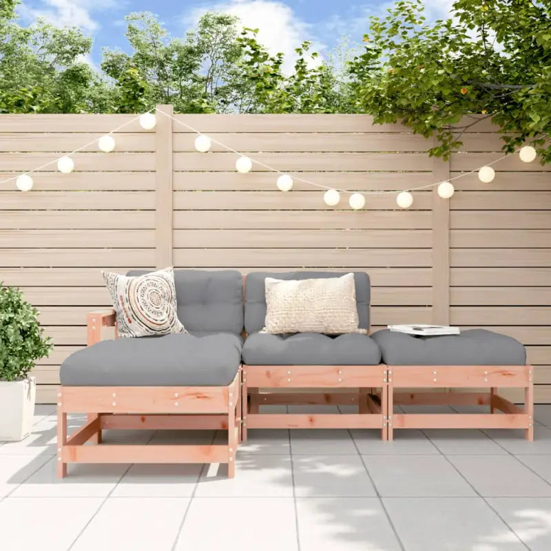 Massief Douglashout loungeset met voetenbank en salontafel voor de tuin - Natuurlijk douglashout - Tuinsets