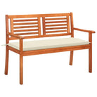 Massief Eucalyptushout Tuinbank met Kussen voor Buitenruimte - Crème / 120 cm / 1 - Tuinbanken
