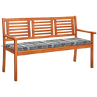 Massief Eucalyptushout Tuinbank met Kussen voor Buitenruimte - Grijs ruitpatroon / 150 cm / 1 - Tuinbanken