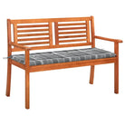 Massief Eucalyptushout Tuinbank met Kussen voor Buitenruimte - Grijs ruitpatroon / 120 cm / 1 - Tuinbanken