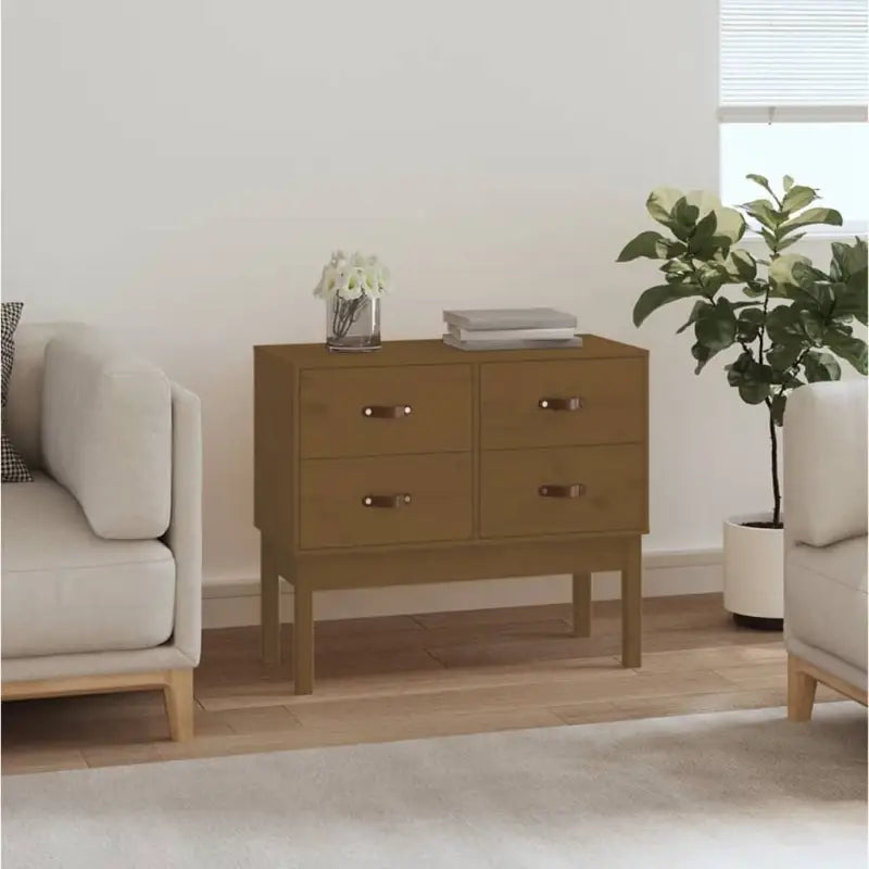 Massief Grenen Houten Wandkast voor Slaapkamer Woonkamer of Kantoor - Honingbruin / 1 - Dressoirs & buffetkasten
