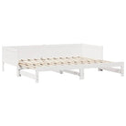 Massief Grenenhout 2-in-1 Slaapbank met Onderschuifbed - Wit / 80 x 200 cm - Bedden & bedframes