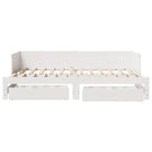 Massief Grenenhout 2-in-1 Slaapbank met Onderschuifbed - Wit / 80 x 200 cm - Bedden & bedframes